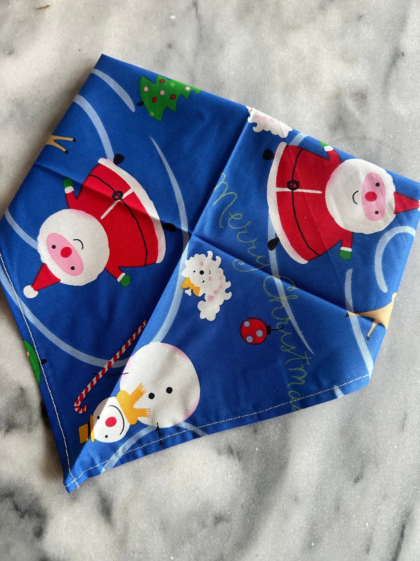 Jule Bandana - Blå med julemotiver