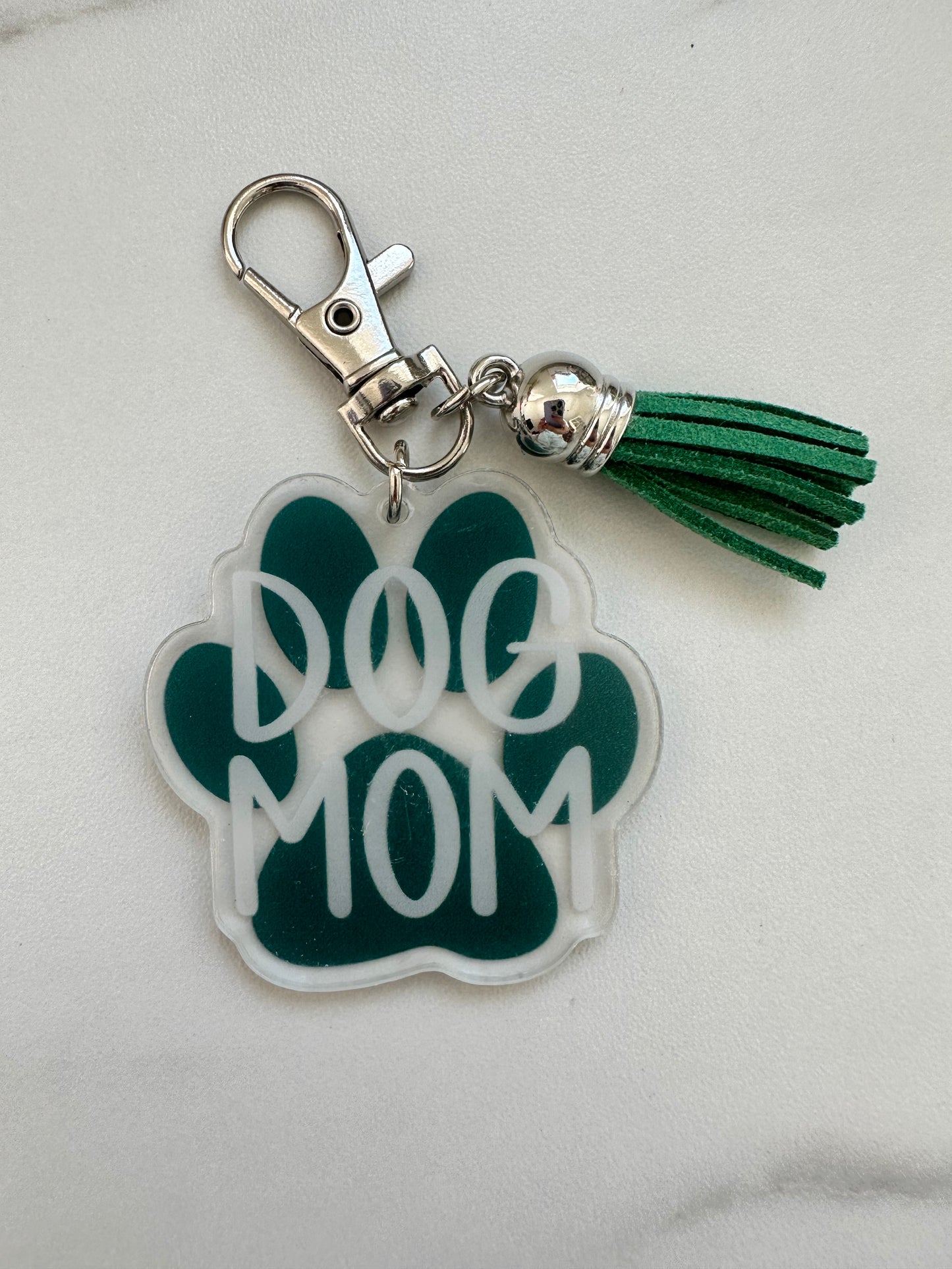 Dog Mom nøglering - Mørkegrøn