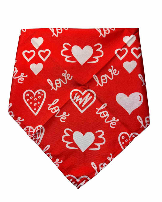 Valentines Bandana - Rød med hvide hjerter