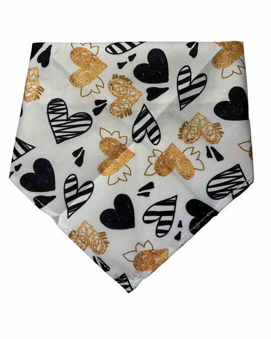 Valentines Bandana - Hvid m. guld og sort