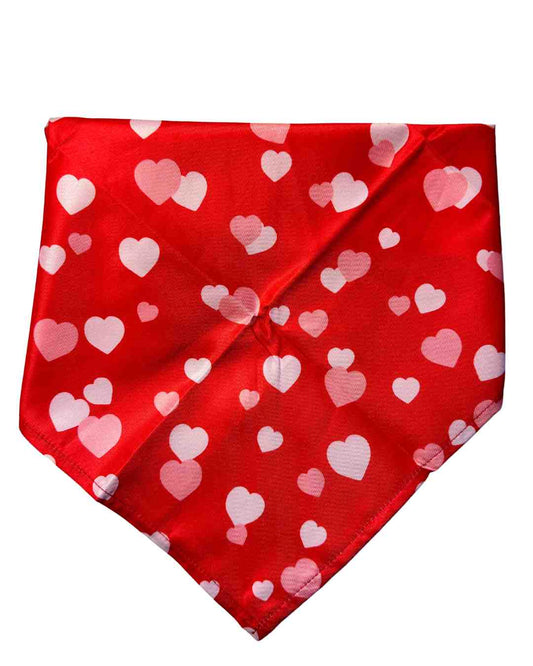Valentines Bandana - Rød med lyserøde og hvide hjerter
