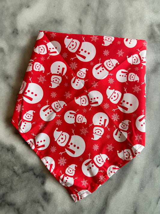 Jule Bandana - Rød med snemænd