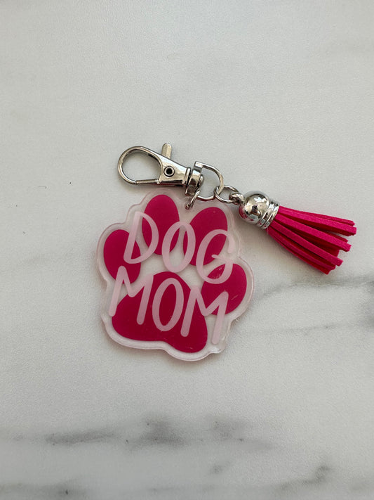 Dog Mom nøglering - Pink